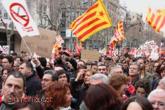 Banderes, pensaments, manifestació 19F