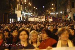 Pancartes, banderes i persones 8M